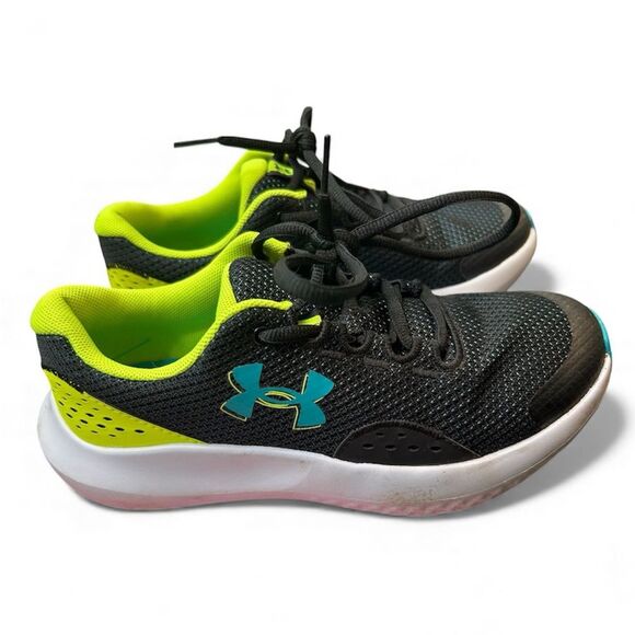 Under Armour Kids Black and Neon Green Sneakers - Picture 2 of 8